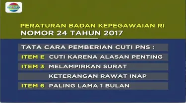 Badan Kepegawaian Negara (BKN), memperbolehkan para pria mengambil cuti untuk mendampingi istri yang dirawat inap saat melahirkan, paling lama hingga satu bulan.