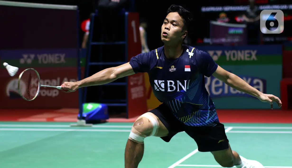 Ginting menjaga momentum di gim kedua dan tancap gas 4-0. (Liputan6.com/Helmi Fithriansyah)