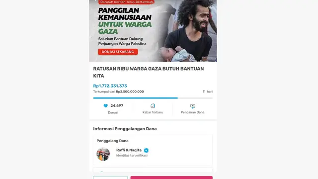 Raffi Ahmad dan Nagita Slavina Galang Donasi untuk Palestina