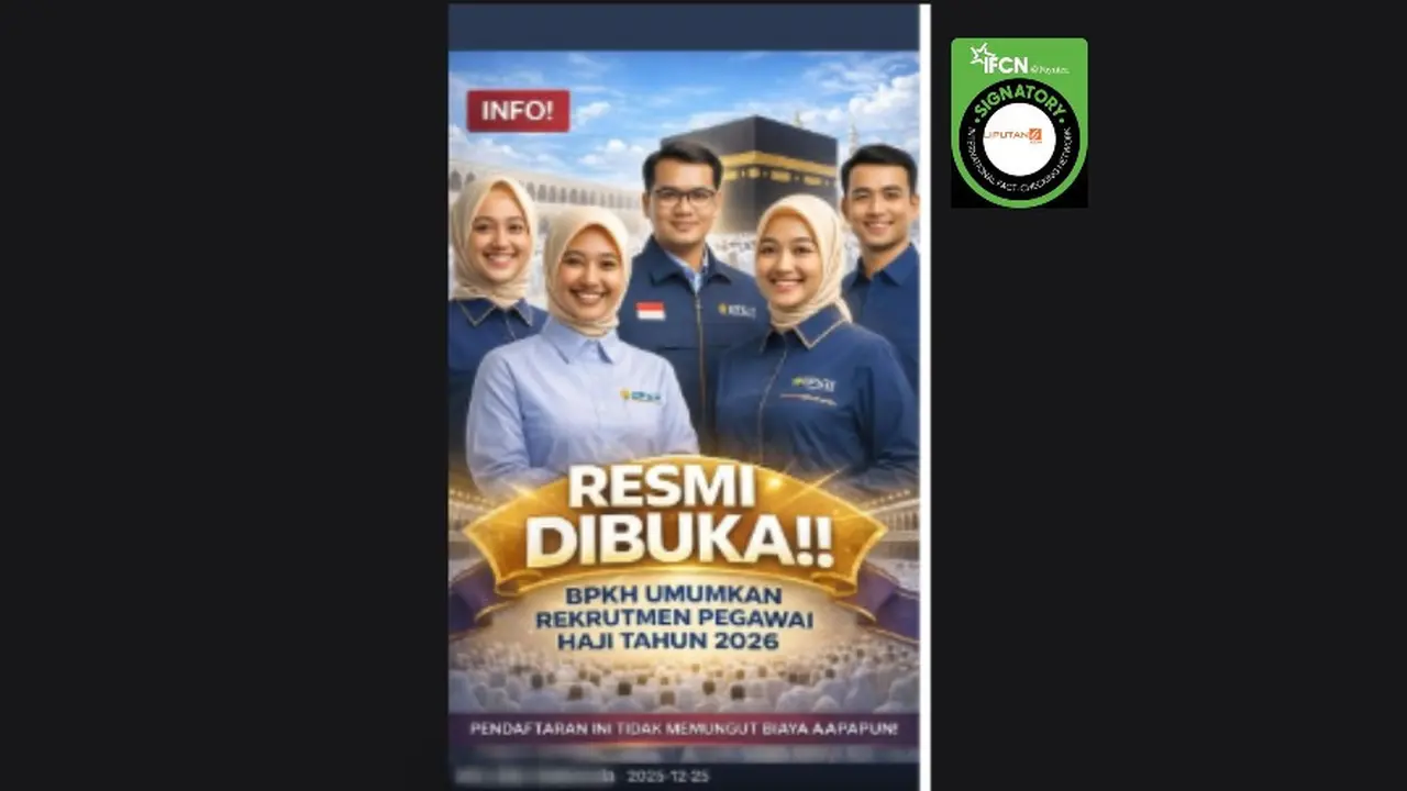 Tangkapan layar klaim link pendaftaran pegawai haji 2026 dari Badan Pengelola Keuangan Haji (BPKH) yang beredar di TikTok.