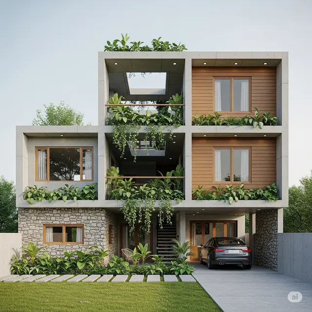 Rumah Tingkat Sederhana + Taman Vertikal