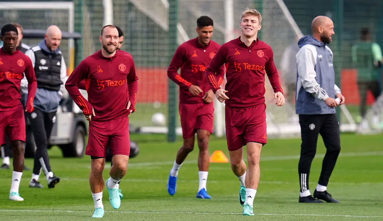 Lini depan Manchester United akan kembali mengandalkan Rasmus Hojlund, yang sudah mencetak tiga gol sejauh ini di Liga Champions untuk Setan Merah. (Nick Potts/PA via AP)