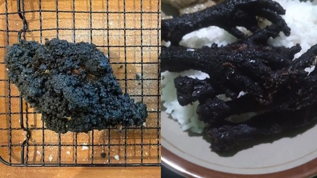 6 Momen Apes Masak Ayam Sampai Gosong Ini Bikin Enggak Napsu Makan