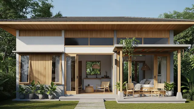 Model Rumah Sederhana Nuansa Japandi Cocok untuk Udara Panas/Gemini AI