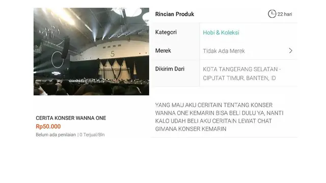 Nonton Konser Wanna One, Orang Ini Malah Jual Pengalamannya di E-commerce