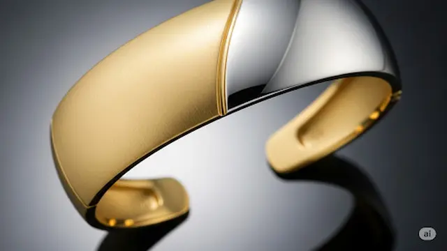 Cuff Kombinasi Emas Satin dan Polished