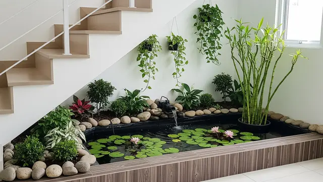 Desain Taman dalam Rumah di Bawah Tangga/ Ilustrasi AI