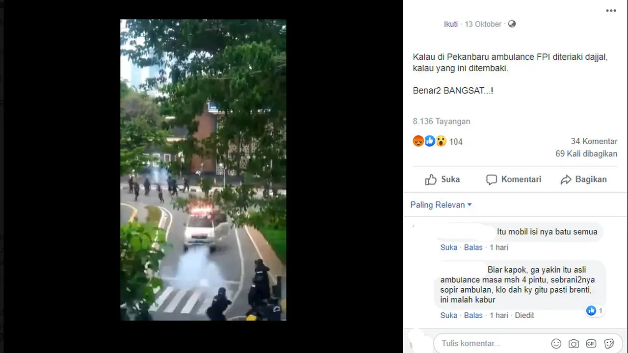 Viral Video Ambulans Melarikan Diri saat Ditembak  Gas Air Mata, Simak Faktanya