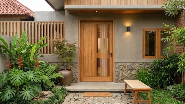 Model Pintu Rumah Japandi dengan Material Lokal