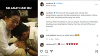 Menparekraf Sandiaga Uno mengunggah video ucapan hari ibu 2021 lewat akun Instagramnya.