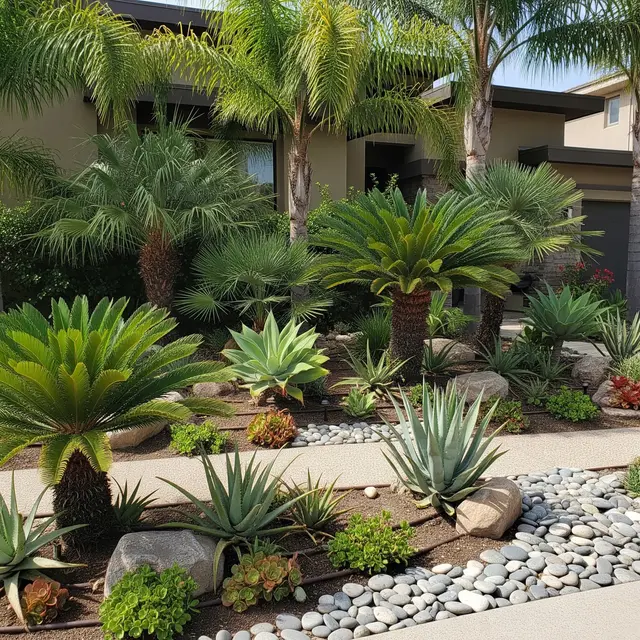 Inspirasi Xeriscape Bergaya Tropis (AI Generated)
