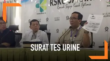Rumah Sakit Ketergantungan Obat Cibubur Jakarta Timur memberikan penjelasan terkait beredarnya  surat hasil pemeriksaan lab Andi Arief.