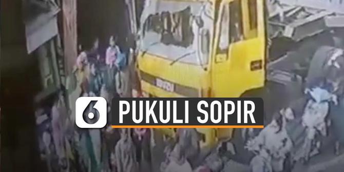 VIDEO: Aksi Rombongan Pengantar Jenazah Pukuli Sopir dan Rusak Truk Kontainer