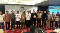 Menkominfo, IJTI, Dewan Pers dan KPI Deklarasi Perangi Hoax, di Novotel, Gajah Mada, Jakarta Pusat, Jumat (20/1/2017). (Hanz Jimenes Salim/Liputan6.com)