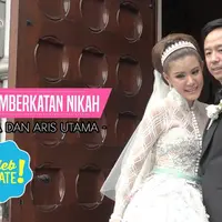 Olga Lydia pakai gaun sepanjang lima meter di pemberkatan nikah.