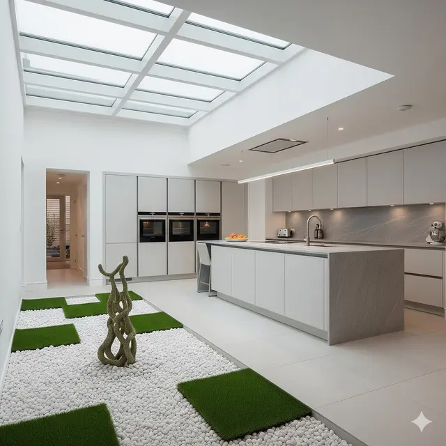 Inspirasi Desain Dapur Terbuka Menyatu dengan Taman Belakang. Gemini