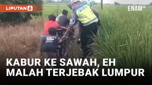 VIDEO: Niat Kabur dari Polisi, Bocah Pembalap Liar Malah Terjebak Lumpur Sawah