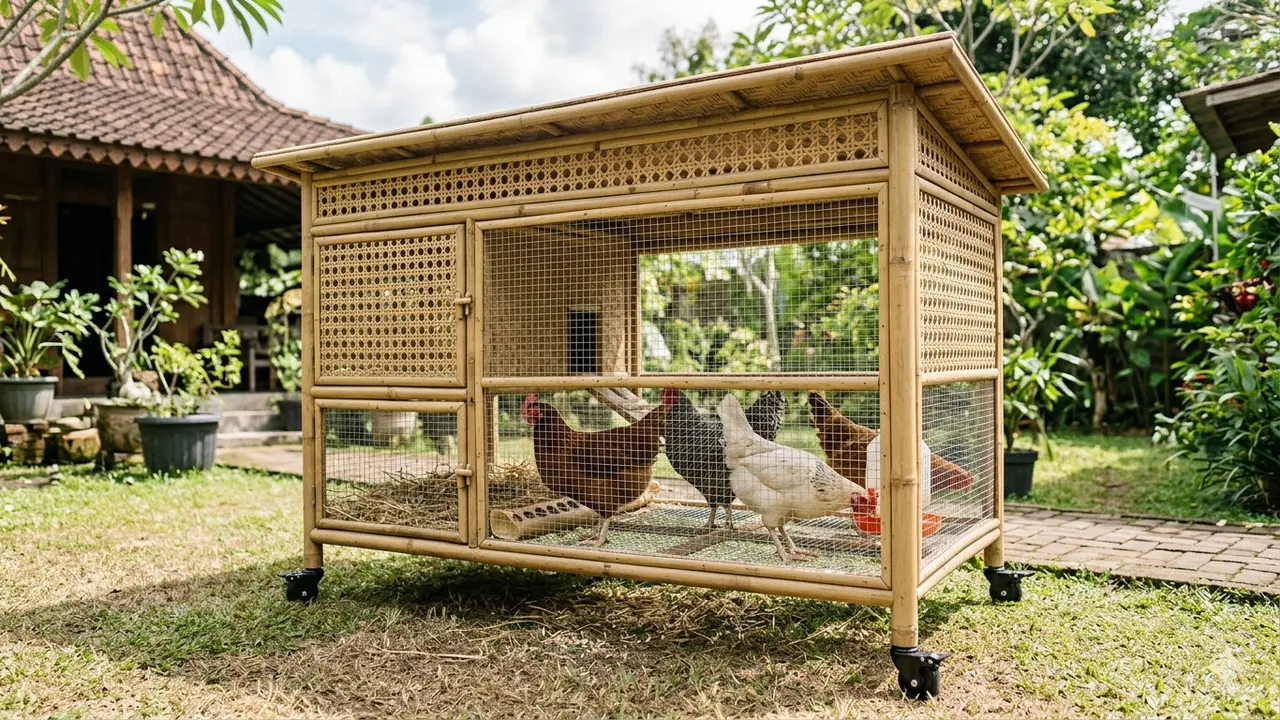Desain Kandang Ayam Dinding Bambu Murah dan Sejuk. Gemini