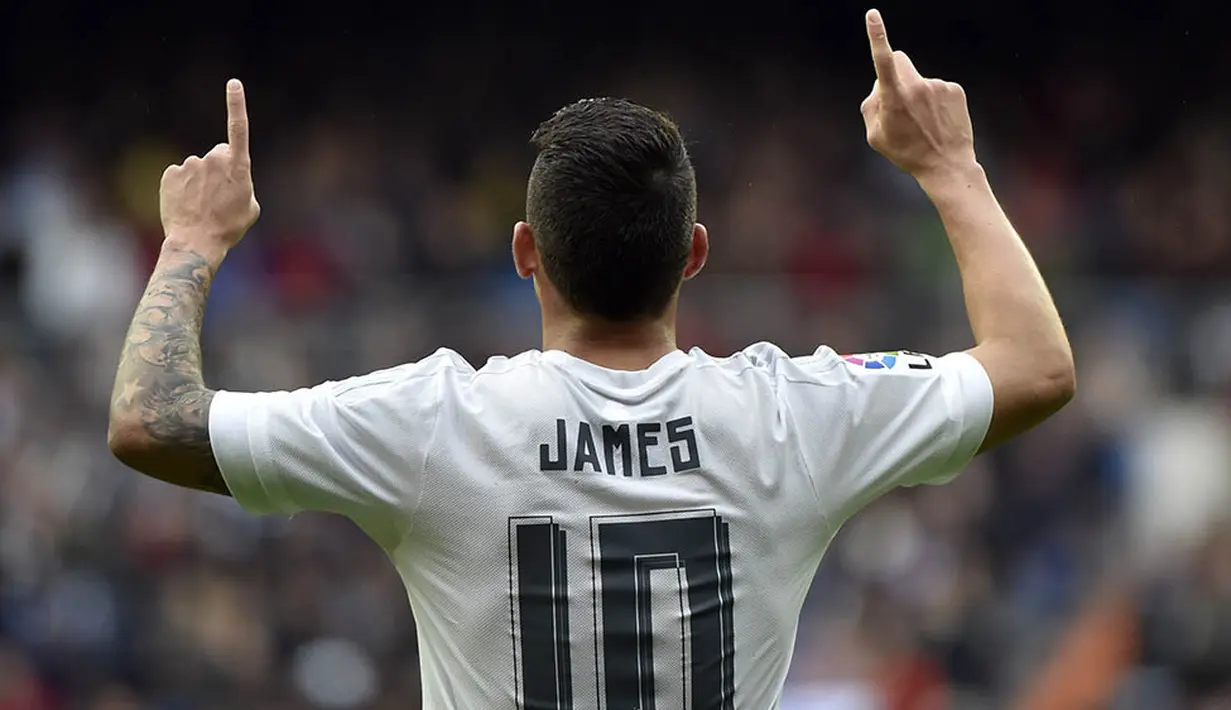 3. James Rodriguez, penampilannya yang inkonsisten membuat gelandang asal Kolombia ini kurang disukai Zinedine Zidane. (AFP/Gerard Julien) 