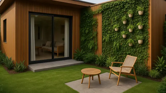 Desain Rumah Kayu Modern dengan Taman Belakang Kecil Buat Santai/Ilustrasi gambar oleh ChatGPT