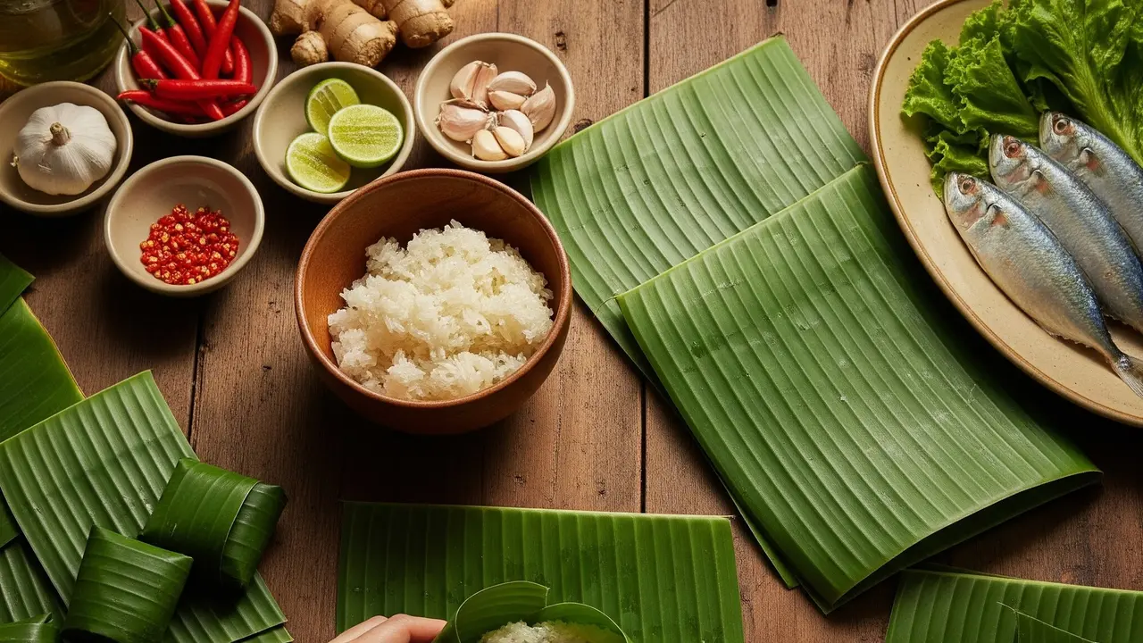 Mengolah Makanan dengan Daun Pisang (Gemini AI)