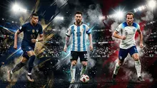 Ilustrasi Kylian Mbappe, Lionel Messi, Harry Kane. (Foto by AI)