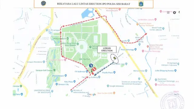 Rekayasa Lalu Lintas Selama Revitalisasi JPO di Sudirman. (Twitter.com/TMD Polda Metro Jaya)