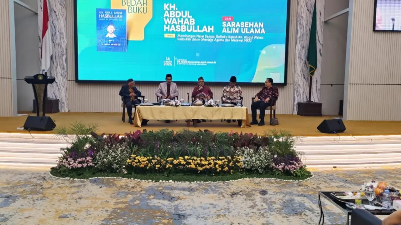 Wakil Presiden ke-13 RI KH Ma'ruf Amin menghadiri bedah buku yang diselenggarakan Kiai Wahab Foundation (KWF).