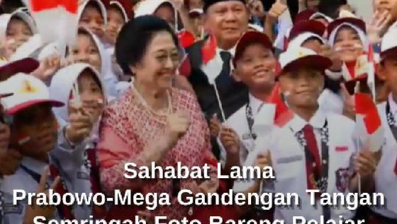 Hangatnya Prabowo-Megawati Gandengan, Semringah Foto Bareng Siswa SD di Hari Pancasila