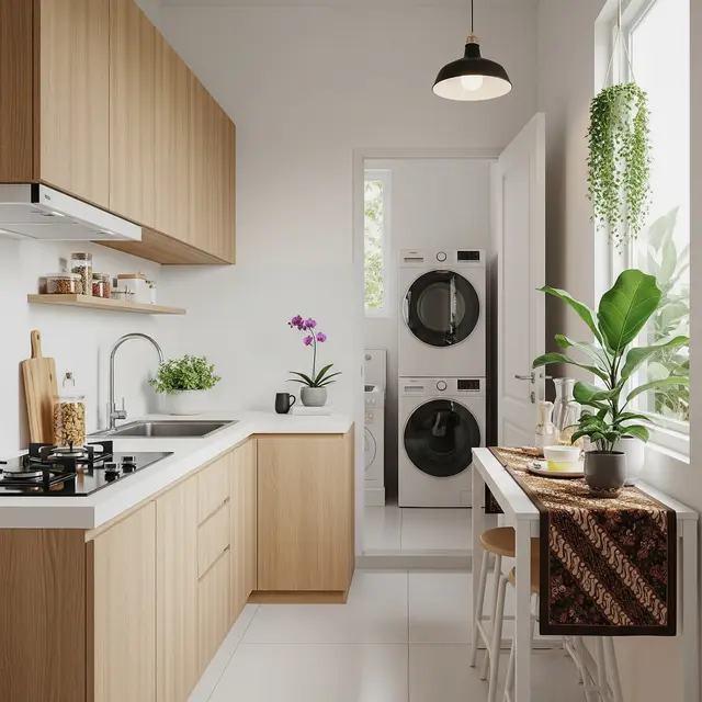 9 Desain Dapur Mungil 1,5x2 Meter Rumah Type 21 yang Menyatu dengan Ruang Laundry