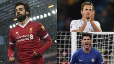 Berikut ini top scorer sementara Premier League musim 2017/2018 hingga pekan ke-16. Perolehan gol Mohamed Salah dan Harry Kane kian menjauh dari para pesaing lainnya. (Kolase foto-foto dari AFP)