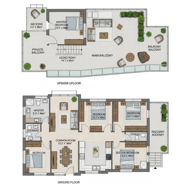 Desain Rumah dengan Balkon Luas