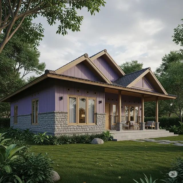 Desain Rumah Sederhana Warna Ungu