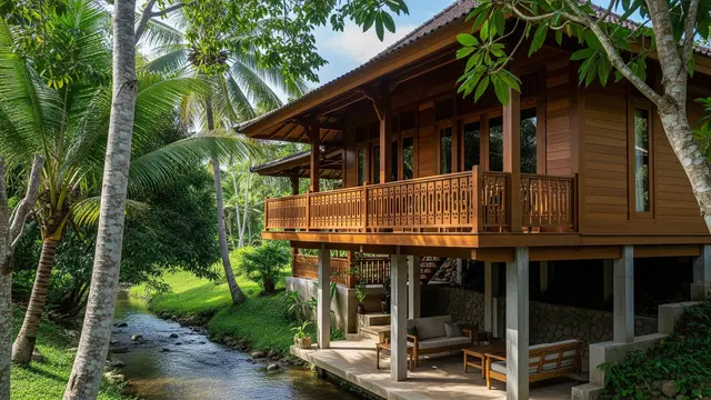 Rumah Sederhana di Desa Dekat Sungai Kecil