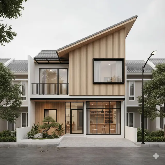 Desain Rumah Minimalis Depan Toko Gaya Japandi 2025