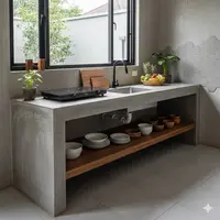Model Meja Dapur Cor Minimalis (Foto: Gemini AI)