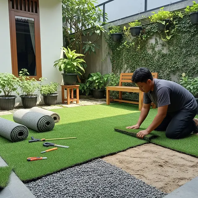 9 Cara Membuat Taman Mini dengan Rumput Sintetis, Solusi Hunian Hijau Tanpa Ribet