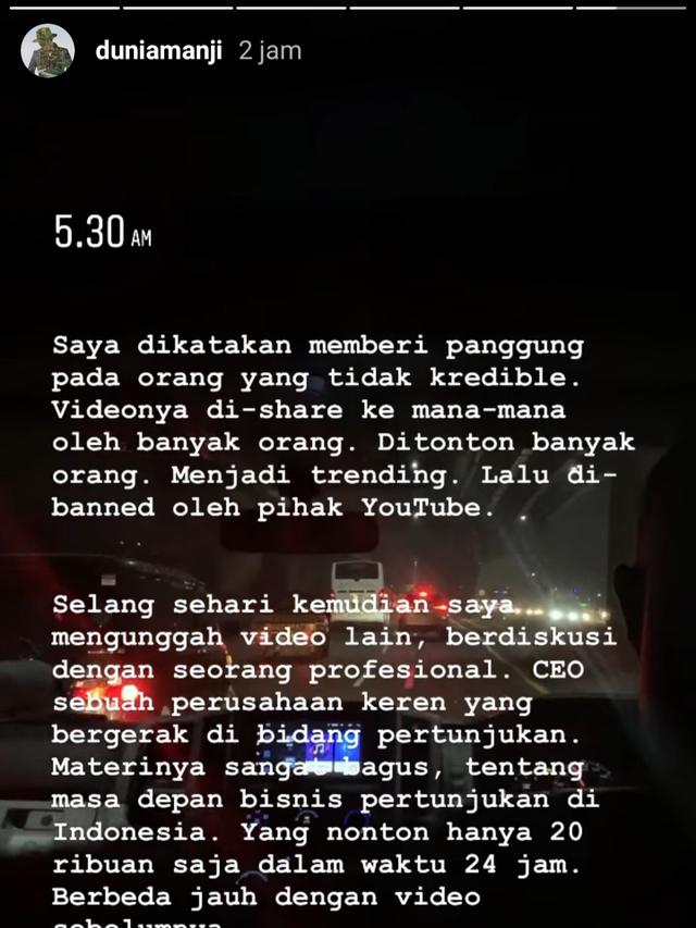 Unggahan Anji. (Foto: Dok. Instagram @duniamanji)