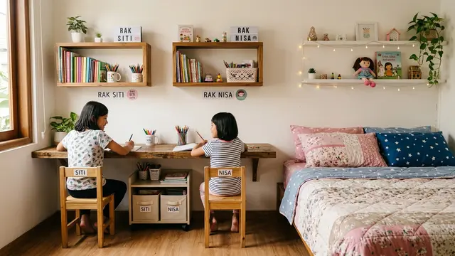 8 Ide Menata Kamar Tidur untuk Dua Anak dengan Satu Ranjang (AI Generated)