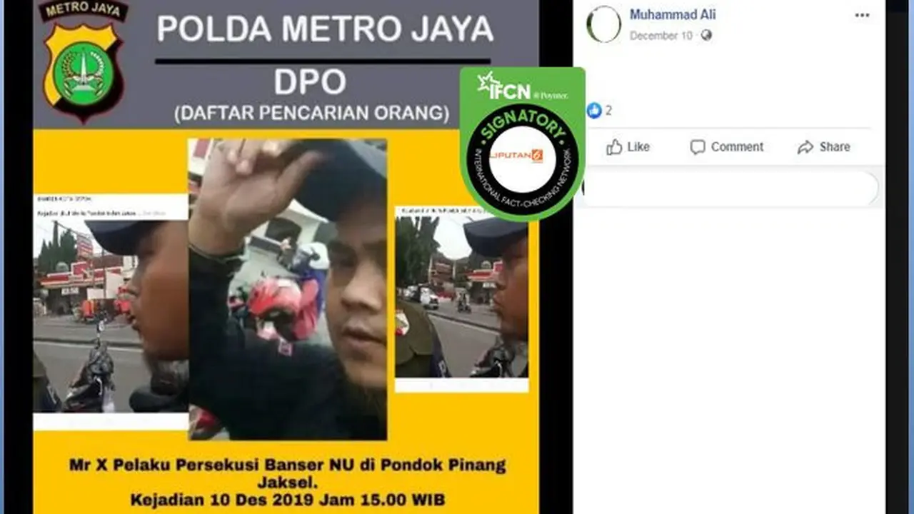 [Cek Fakta] Pamflet DPO Pelaku Persekusi Banser NU Tersebar, Benarkah?