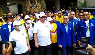 Para ketua umum partai yang bergabung dalam KIB hadiri pemaparan visi dan misi ketua umum partai KIB di Surabaya. (Dian Kurniawan/Liputan6.com)