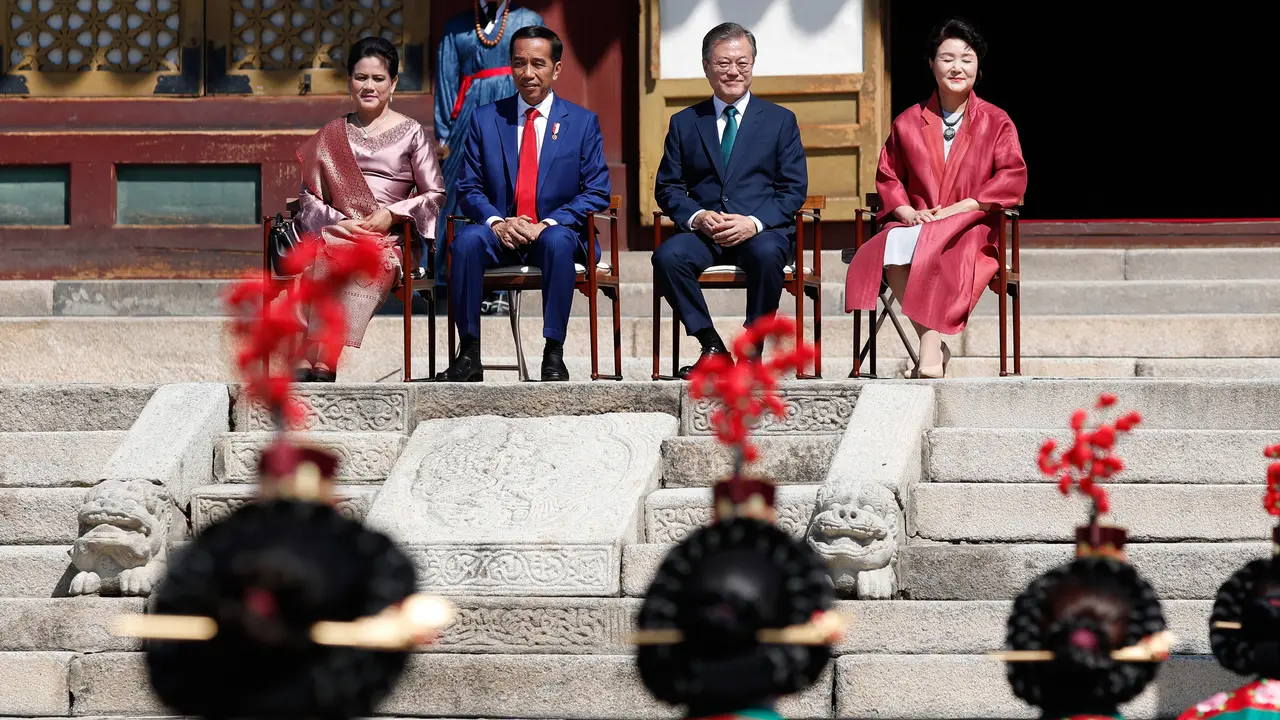 Upacara Penyambutan Presiden Jokowi di Korea Selatan