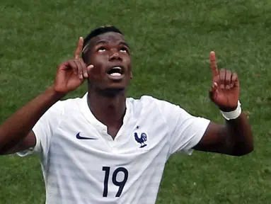 Paul Pogba berhasil mencatatkan namanya untuk kali pertama sebagai pencetak gol di ajang Piala Dunia 2014, (1/7/2014). (REUTERS/David Gray)