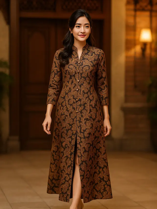 Model Tunik Batik Kancing Depan Terbaru