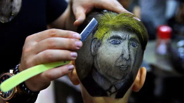 Tukang Cukur Rambut di Lebanon Buat Lukisan Donald Trump di Kepala