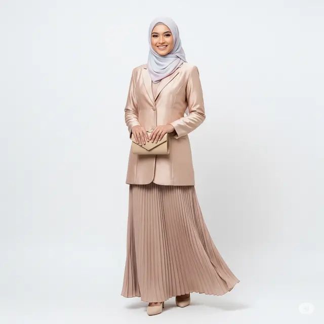Inspirasi Setelan Baju Pesta Muslimah Blazer Rok Panjang.