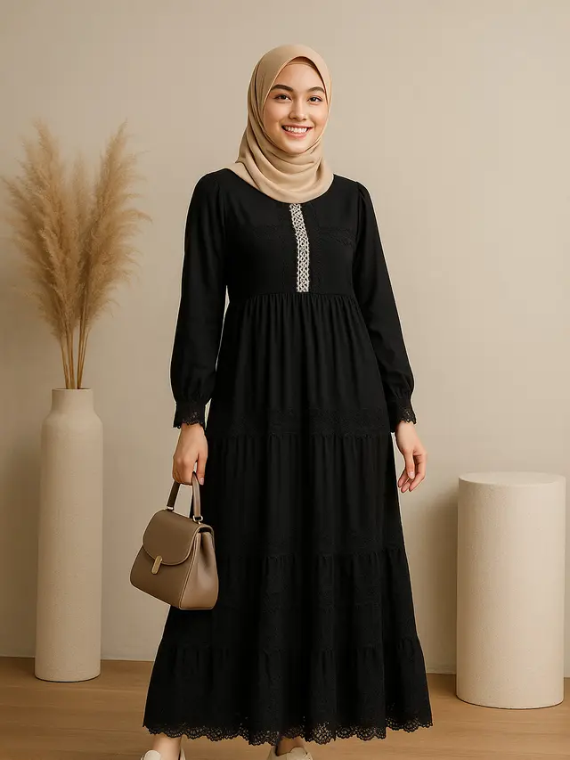 Model Gamis Hitam Kekinian Agar Tidak Monoton/Gambar ilustrasi oleh AI