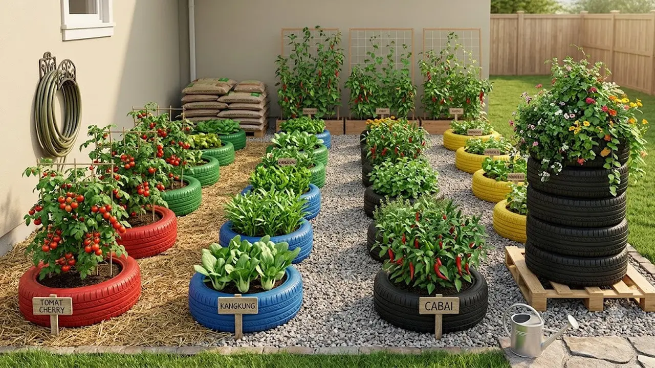 Cara Membuat Kebun Organik dari Ban Mobil Bekas