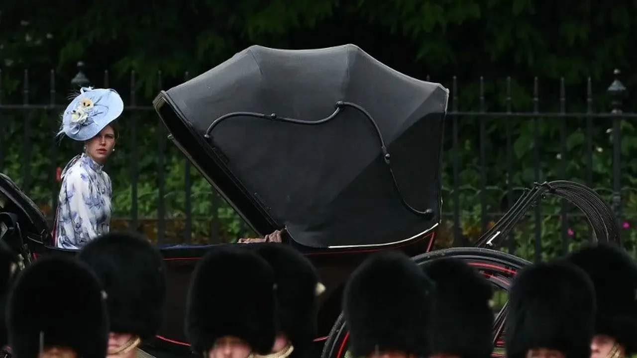 Lady Louise Windsor in trooping the colour