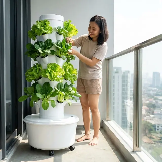 Sistem Hidroponik Tower Mandiri (Gemini AI)